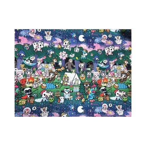 145cm Width Cartoon Dog/Bird/Unicorn Printed Canvas Fabric For Cushion Cover/Diy Handbag/Slipcover/Curtain DIY Sewing