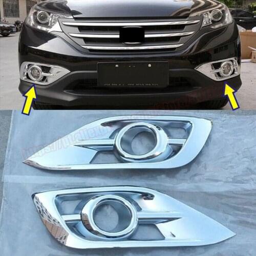 2PCS ABS Chrome Front Fog Light Lamp Cover Trim Moulding For Honda CRV CR-V 2012 2013 2014