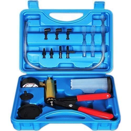 2 In 1 Brake Bleeder Kit Hand Held Vacuum Pump Test Set For Automotive With Sponge Protected Case,Adapters,One-Man Brake And Clu