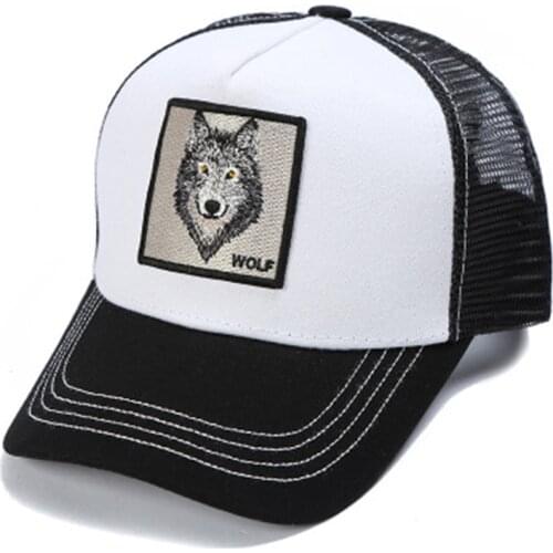 2020 wolf embroidery cotton Casquette Baseball Cap Mesh Breathable Adjustable Snapback Hats for men and women 203