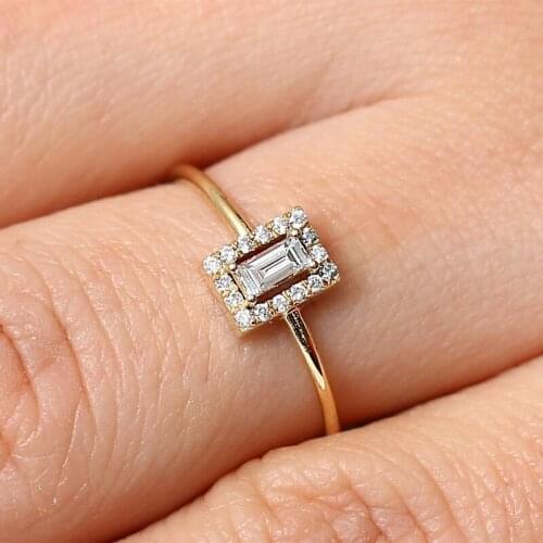 2020 Simple Rose Gold/Gold/Silver Color Rings For Women Fashion Stainless Steel Female Jewelry Square Zircon Birthday Party Gift