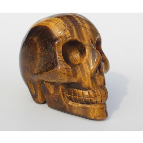 360g Natural Pretty Tiger 's Eye Carved Quartz Crystal Skull ranging From China free shipping k08