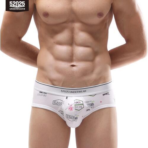 52025 Men Underwear Briefs Original Print Soft Comfortable Cotton Modal Breathable Underpants Briefs Slips Men Underwear Sexy