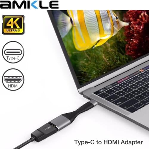 Amkle USB C to HDMI VGA Adapter Portable Type C 4K HDMI Cable 4K@30Hz/60Hz Thunderbolt Dongle for Macbook Huawei P30 Samsung S11
