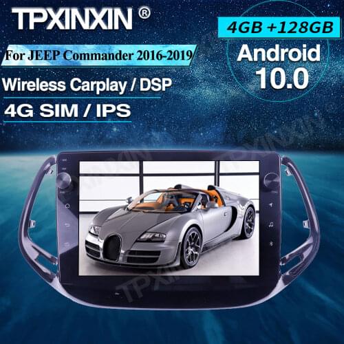 For JEEP Commander 2016-2019 Android Car Radio 4+128G Car Multimedia Player Head unit Radio Car GPS Navigtion Wireless Carplay