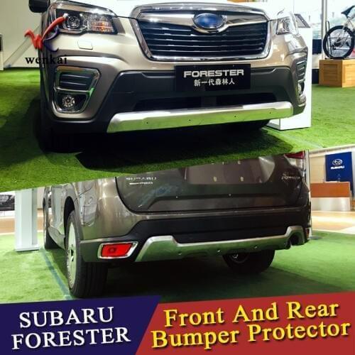 Car Styling For Subaru Forester SK 2018 2019 Stainless Steel Front & Rear Bumper Skid Protector Guard Plate Cover Trims 2pcs