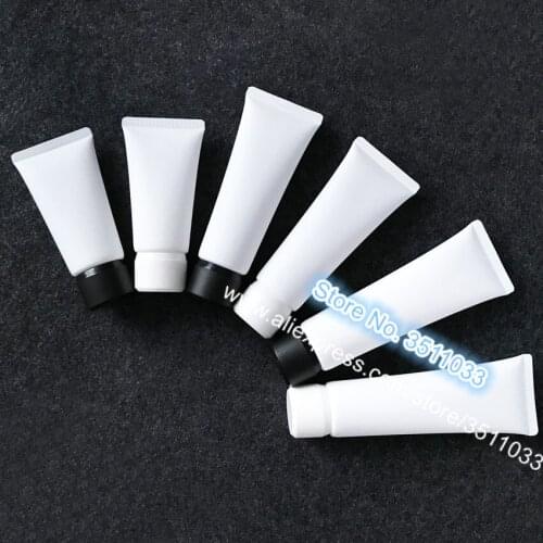 50g 80g 100g White Frosted Plastic Soft Tube Cosmetic Facial Cream Empty Squeeze Tube Shampoo Lotion Refillable Tube Black Lid