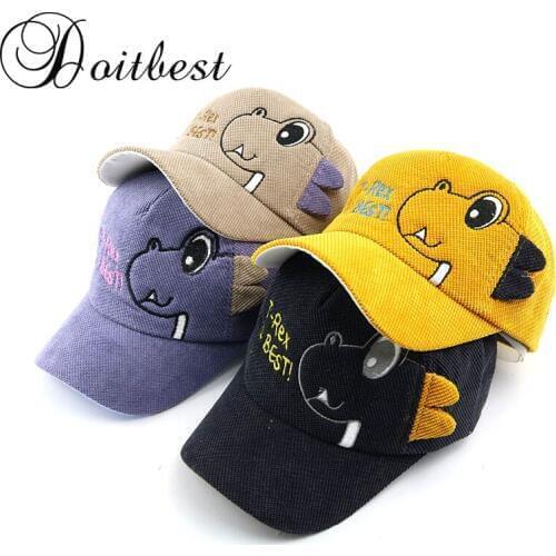 Doitbest 2 to 8 Years old Child Baseball Cap Hip Hop autumn Corduroy dinosaur kids Sun Hat Boys Girls Caps snapback hats