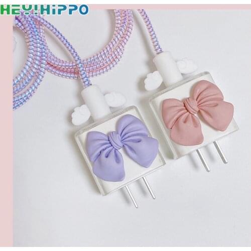 TPU case for iPhone 20W charger Cover Bow decoration protective shell