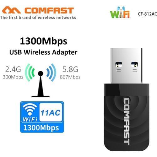 1300Mbps Dual Band Network Card Wi fi Adapter 2.4Ghz 5ghz Antenna USB Ethernet PC Wi-Fi Adapter Lan Wifi Dongle AC Wifi Receiver