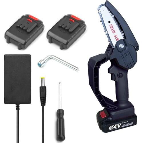 24V Rechargeable Electric Woodworking Saws, One-Hand Pruning Shears Chainsaw for Garden Logging Tree Branch Wood Cutting