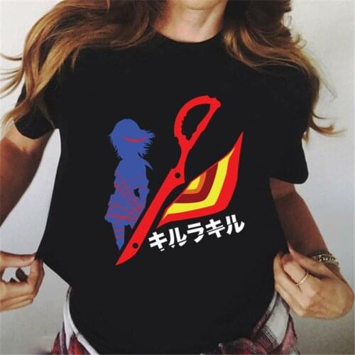 Manga Kill La Kill Anime Rebel Ryuko Graphic T Shirt Black Tops Print Tshirt Summer Oversized TShirt Tee Streetwear Harajuku