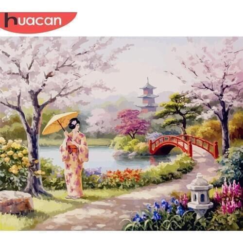 HUACAN Paint By Number Flower DIY Pictures By Numbers Scenery Kits Drawing On Canvas Hand Painted Painting Art Gift Home Decor
