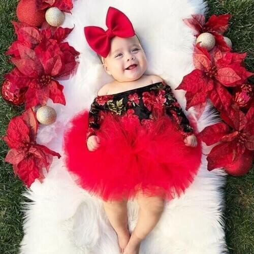 3PCS Newborn Baby Girls Clothes Flower Romper Jumpsuit+Tutu Skirt+Bowknot Headband Outfit Set 0-24M