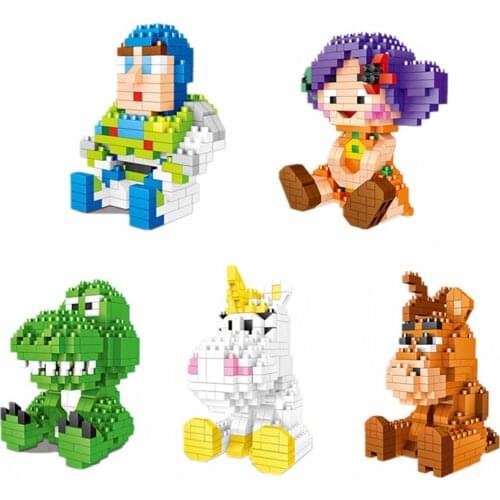 Disney Toy Story Buzz Lightyear Woody Small Building Blocks Cartoon DIY Diamond Granules Micro Building Blocks Educational Toys