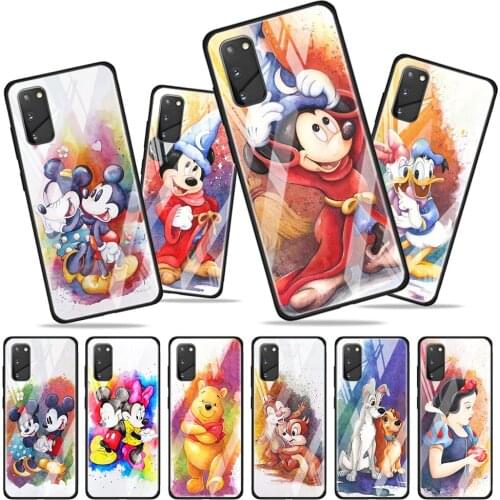 Colorful Disney Mickey for Samsung Galaxy S20 FE Ultra Note 20 S10 Lite S9 S8 Plus Luxury Tempered Glass Phone Case Cover