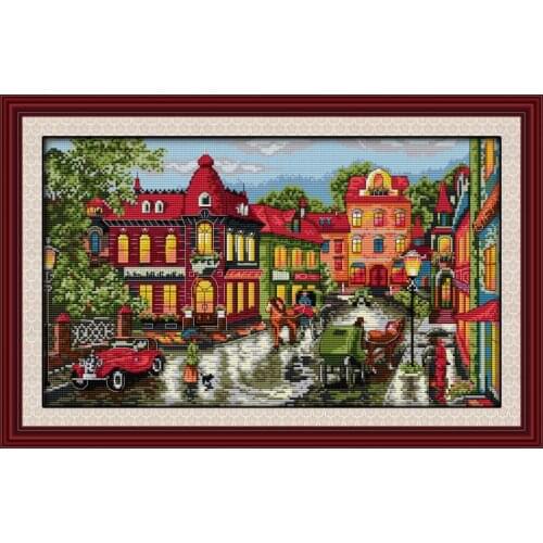 A corner of the city DIY scenery pattern 11CT 14CT cross stitch kits printed canvas needlework embroidery set home decor gifts