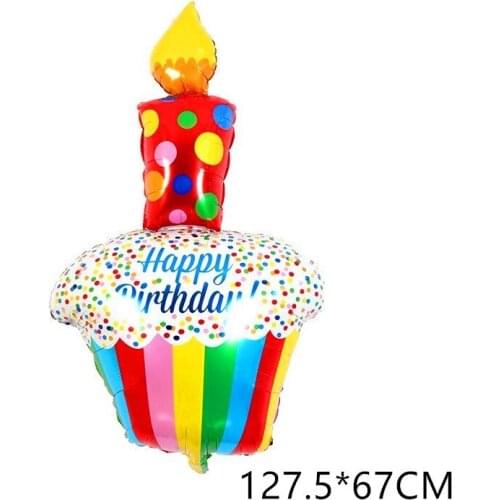 50pcs Large Size Birthday Cake Foil Balloons Happy Birthday Party Decoration Supplies Baby Shower Inflatable Helium Air Balls