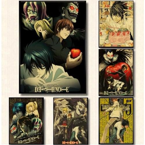 HD Classic Japanese Anime Death Note Family Wall Art Picture Poster Print Stickers Retro Style Bar Childrens Room Home Decor