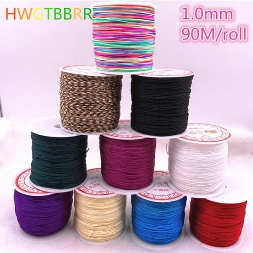 90Meters/roll 1.0mm Nylon Cord Thread Chinese Knot Macrame Cord Bracelet Braided String DIY Tassels Beading String Thread