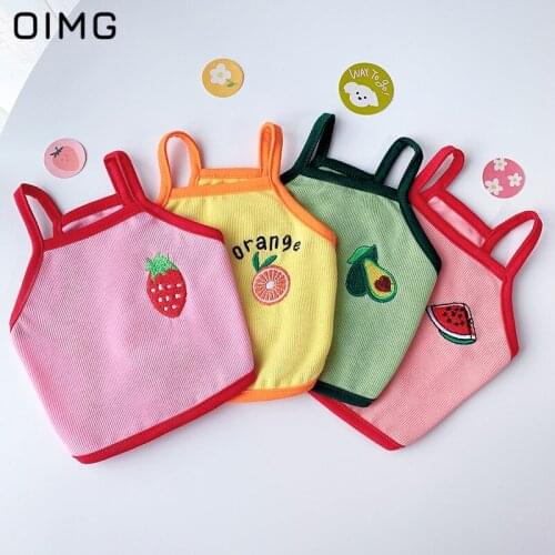 OIMG Small Dog Clothes Embroidery Fruit Pet Dog Tank Top Summer Puppy Sleeveless Clothes For Spitz Cat Chihuahua Pomeranian