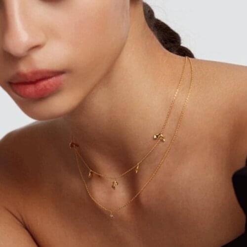 925 Sterling Silver Gold Plated Fashion Jewelry 2021 Spring New Wreath Flower Leaves Shaped Layer Necklace For Valentines Day