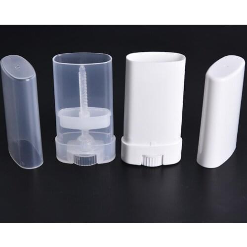 Plastic Empty Diy Lipstick Lip Tube Oval Lip Balm Tubes About 15g Portable Deodorant Containers Clear White