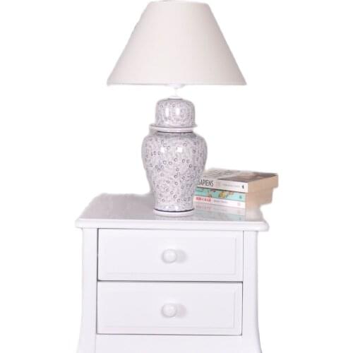 Qdec Gift Home Office Bedroom Study Table For Flower Motif Modern Vintage Tile Ceramic Şah Vase Lampshade Off-White