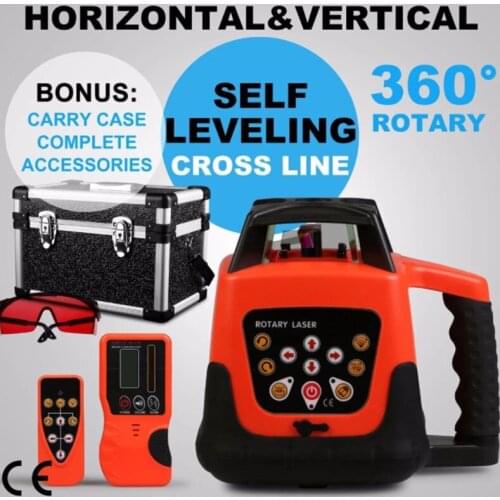 360 500m Rotary Laser Leveling Device Range Red Beam Self-Leveling Waterproof Instrument Measuring Construction Tool Kit