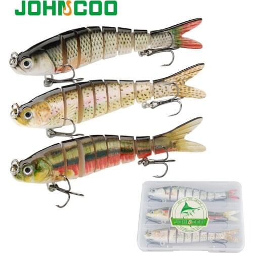 JOHNCOO 3pcs 12cm 21gSinking Wobblers Fishing Lures Set 6-8 Segments Hard Artificial Bait Kit Multi Jointe Swimbait Trout Pike