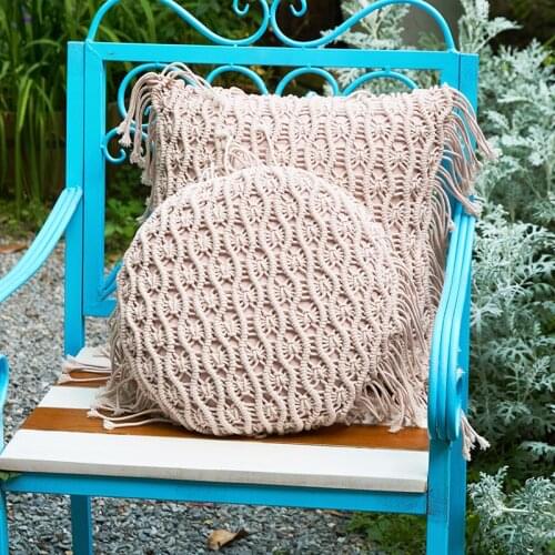 Handmade Weave Pillow Decorative Cushion For Sofa Bedding Car Cushions Home Decor Boho Back Cushion Filling Round Pillow