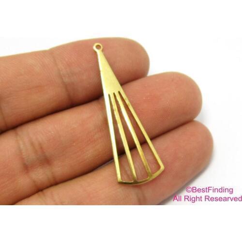 50pcs Brass pendant 38.5x12.5mm Fan shaped raw brass Triangle earrings charms R418