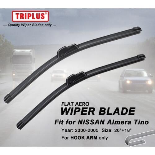 Wiper Blade for Nissan Almera Tino (2000-2005) 1set 26"+18", Flat Aero Beam Windscreen Wiper Blades Frameless Soft Blades