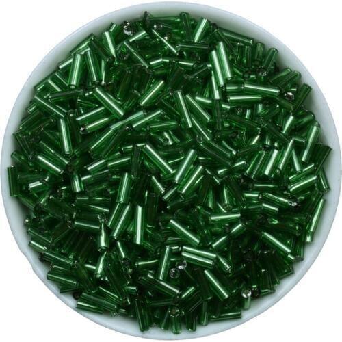 500pcs Green Colors Silver Lined Crystal Glass 2x6mm Long Tube Two Hole Spacer Beads For Jewelry Making And DIY decoration