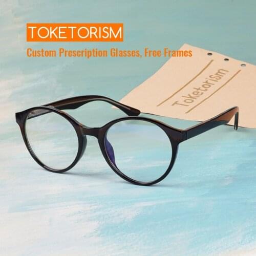Toketorism Vintage Round Glasses Anti Blue Light Eyeglasses for Men Women Computer Glasses