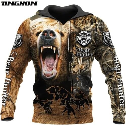 Bear Hunting Camo 3D Printed Hoodies for men and women Harajuku Fashion Hooded Sweatshirt Autumn Hoody Casual streetwear hoodie