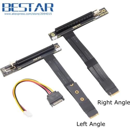 PCI-E 3.0 16x M2 Riser Card M.2 NGFF NVMe To PCIe X16 Extension Cable Left Right Angle SATA Power Cable for BTC Miner Mining