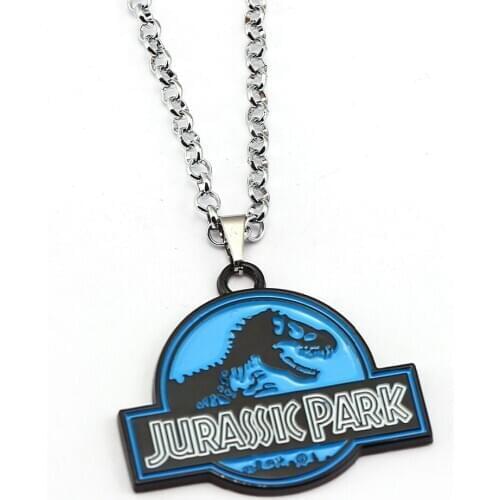 Jurassic Park Necklace Hot Moive Jurassic World Pendant Fashion link chain Necklaces Friendship Gift Jewelry Accessories