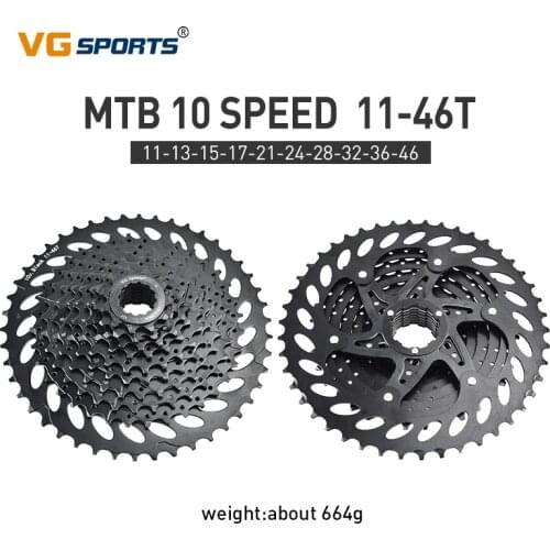 1pc VG Sports 10 Speed MTB Bicycle Freewheel Ultralight Mountain Bike 10v 10s 11-42t 11-46t Cassette Bike Bracket Sprocket Black
