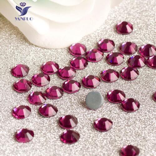 YANRUO 2058HF SS16 3.8-4.0mm 1440pcs Fuchsia Strass hotfix Stones And Crystal Cristal Wedding Super Fix The Dress