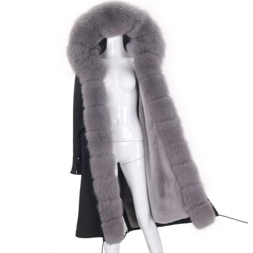 7XL Women X-long Parka Waterproof Outerwear Real Fur Coat Winter Jacket Natural Fox Fur Hood Luxury Outerwear Detachable New