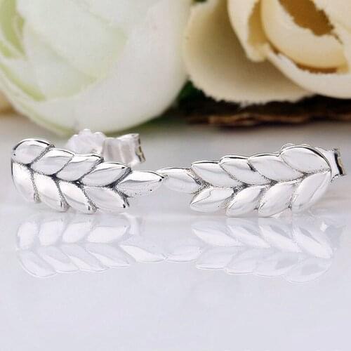 Original Curved Grains Ear Of Wheat Studs Earring For Women 925 Sterling Silver Earring Wedding Gift Jewelry