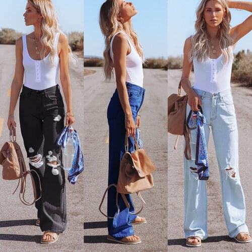 DIFIUPAI Womens Jeans Casual Washed Wide-legged Paints High Waist Temperament Outstanding Trousers Long Female Baggy Denim