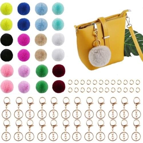 Women Creative Artificial Rabbit Fur Ball Car Keychain Ring for Backpack Purse Charm Chain Jewelry Gifts for Birthday A5KE