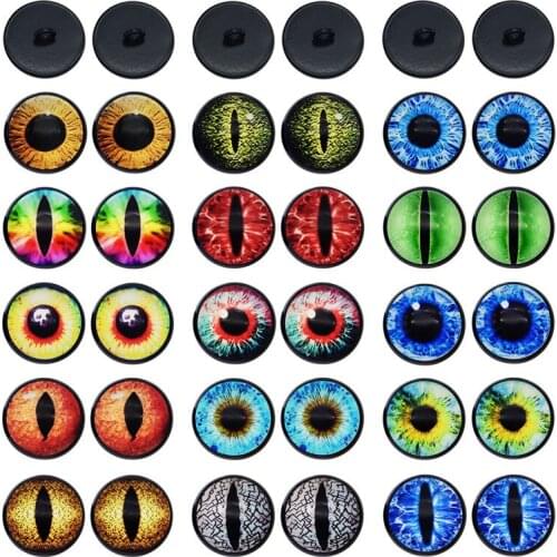 10PCS Round Glass Animal Dragon Cat Eye Cameo Cabochon Buttons Eyeballs For Craft Doll Making Sewing Accessory