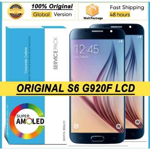 100% Original 5.1'' Super AMOLED LCD Display Touch Screen Digitizer for Samsung Galaxy S6 G920 SM-G920F G920F G920F Repair Parts
