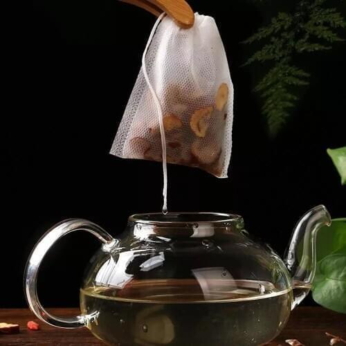 100 Pcs Disposable Tea Bags Filter Bags for Tea Infuser with String Heal Seal, Food Grade Non-woven Fabric Spice Filters Teabags