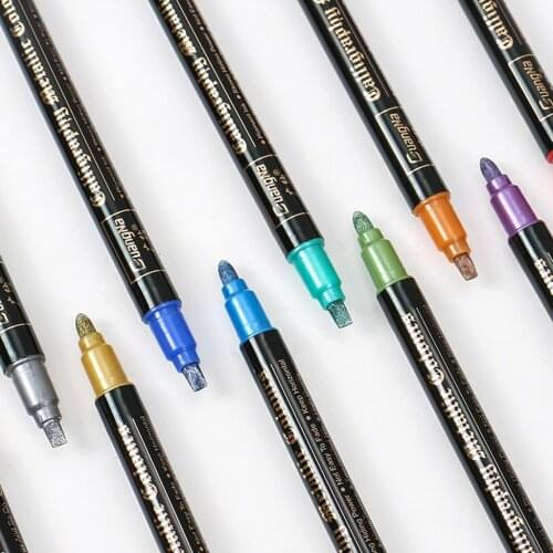 12 Dual Tip Metallic Pens Rock Painting DIY Gift Cards Making Marker Pens Tools