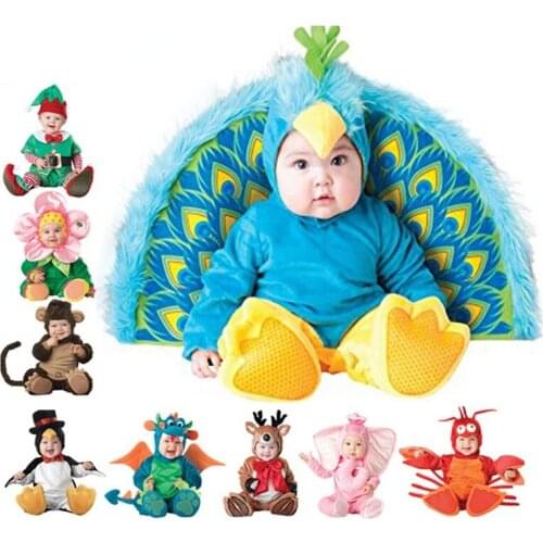 2021 Halloween Costume Baby Boy Clothes Girls Monkey Polar Bear Romper Kids Clothing Set Baby Hat Socks Toddler Cosplay Set