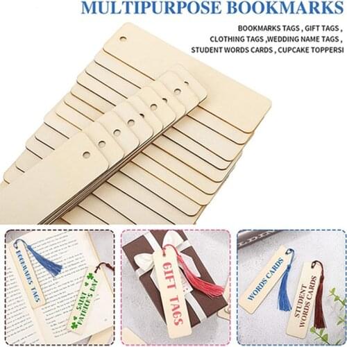 36PCS/lot Rectangle Unfinished Wood Bookmark Hanging Tassel Labels Gift Decor DIY Hand Painting Supplies